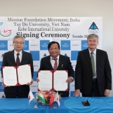 Comprehensive cooperation signing ceremony between tay do university and kobe international university - japan